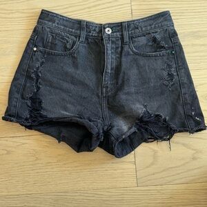 Miss Sixty Black Distressed High Rise Denim Shorts Sz 27